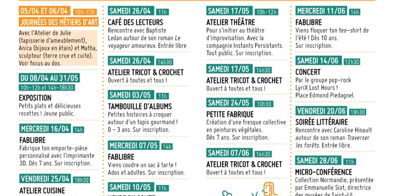 programme médiathèque avril à juin
